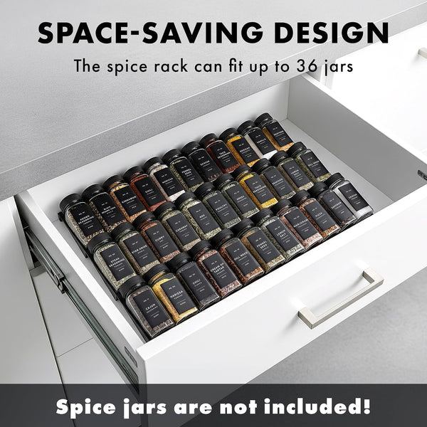 Spice Drawer Organizer, Expandable Spice Rack for Drawer Black3