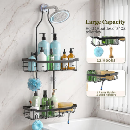 Adjustable Shower Caddy Hanging Rustproof: Tool-Free Height Adjustment7
