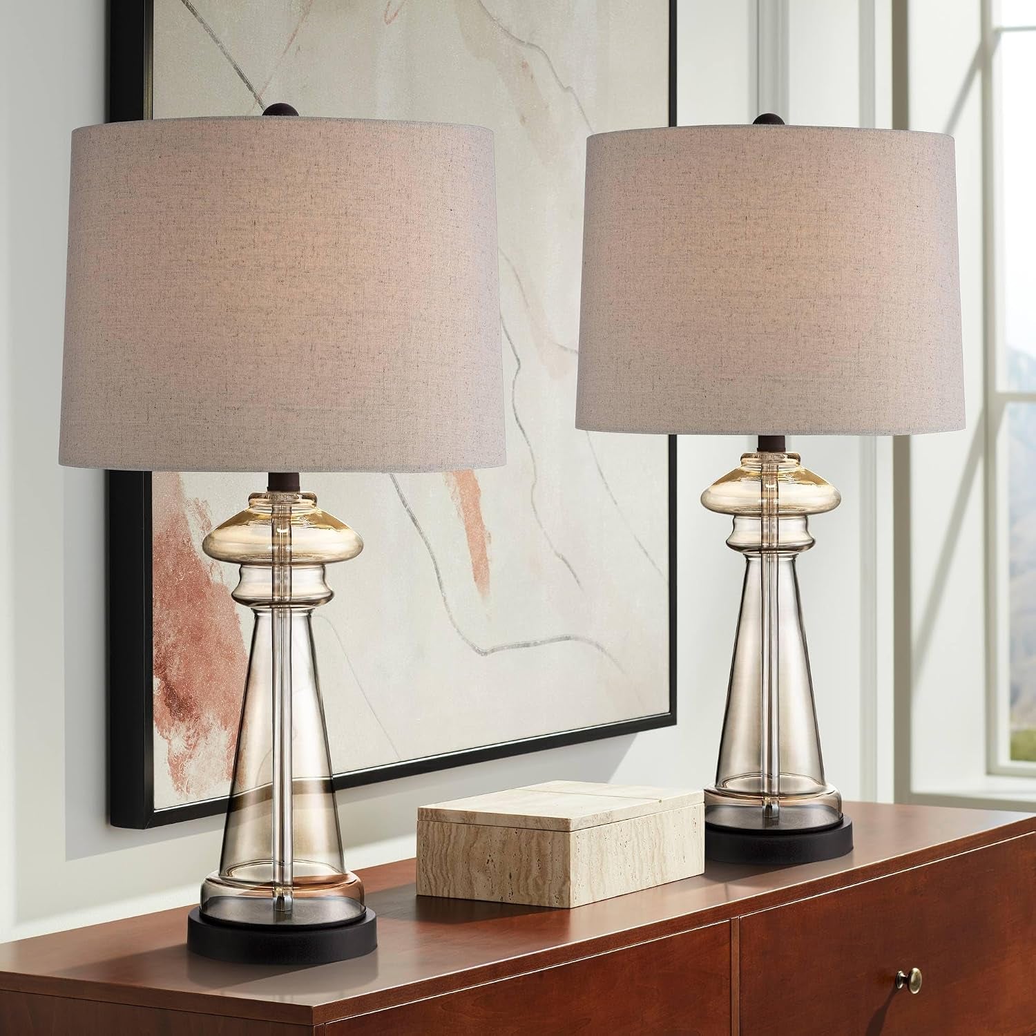 dalia-27-tall-table-lamps-set-of-2-champagne-glass-country-traditional-clear-cottage-bedroom-living-room-house-bedside-nightstand-office-family-home-taupe-tapered-drum-shade
