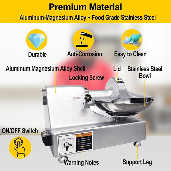 110V Commercial Food Processor, 8L Electric Food Chopper Vegetable Cutter, Meat Grinder, Meat Bowl Cutter Chopper Machine for Vegetables, Grain, Nuts, Ginger, Garlic4