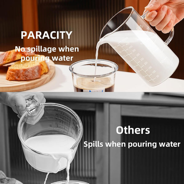 2 Cup Glass Measuring Cup, Liquid Measuring Cups with Three Scale and V-Shaped Mouth, Glass Coffee Cups with Handle, Glass Beaker for Kitchen or Restaurant 500 ML3