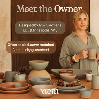 Mega and Giant Bowls Set of 2, 5.5 and 3.5 Qt Ceramic Pottery Mixing Bowls - Microwave and Dishwasher Safe - Liquorice3
