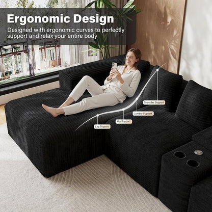143" Oversized Cloud Sectional Couch for Living Room, Black5