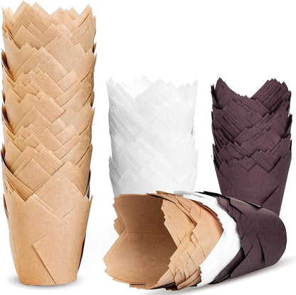 200Pcs Tulip Cupcake Liners, Premium Muffin Liners Holders for Baking Cups, Greaseproof Cupcake Wrappers in Standard Size, Classic Parchment Paper Cupcakes Liner for Party, Christmas by1