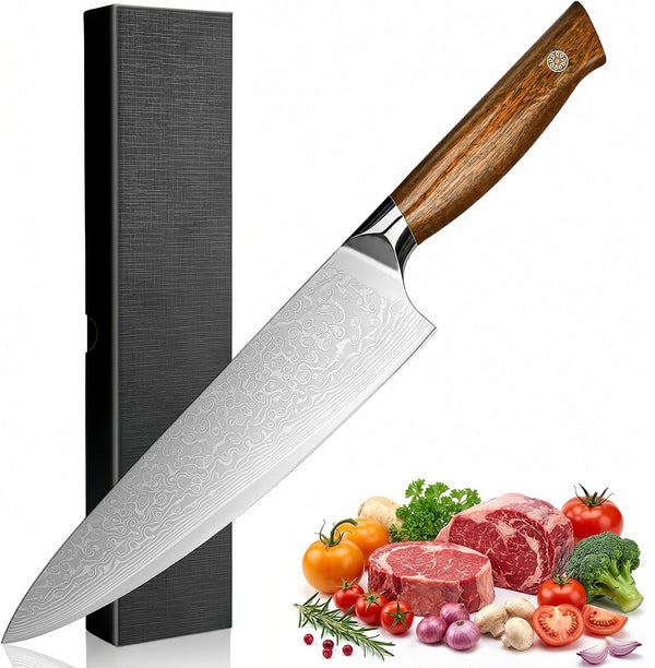 Japanese Chef Knife 8-Inch, VG10 Damascus Kitchen Knife Full Tang1