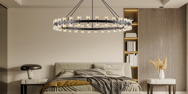 60 Inch Black Wagon Wheel Chandelier with Crystal Shade, 60-Light Large round Modern Farmhouse Style, Ideal for High Ceiling, Dining Room, Kitchen, Entryways, Foyer4