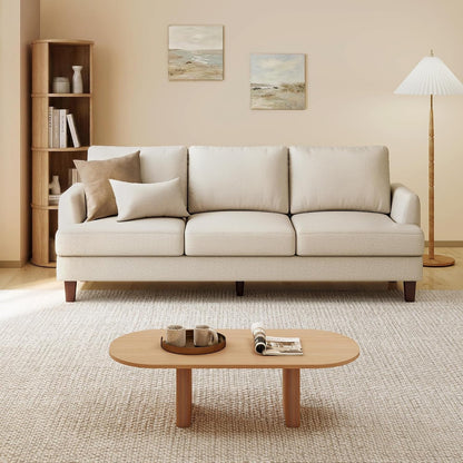 Mid Century Modern 89" 3-Seater Couch for Living Room, Beige6