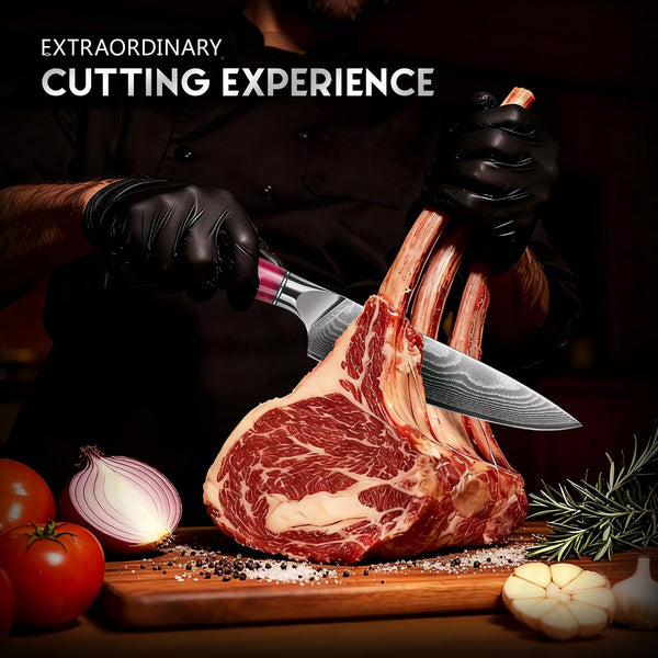 Damascus High Carbon Chefs Knife Ergonomic Handle(8In,Red Resin)2
