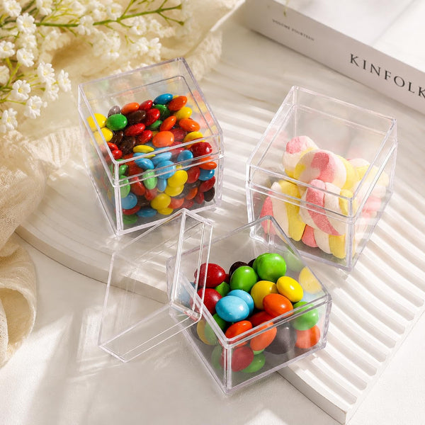 36 Pack Acrylic Boxes with Lid, Clear Square Cubes Treat Gift Boxes Candy Storage Container for Candy, Little Trinkets, Jewelry, Party Favor, 2''X2''X2''/5X5X5Cm9