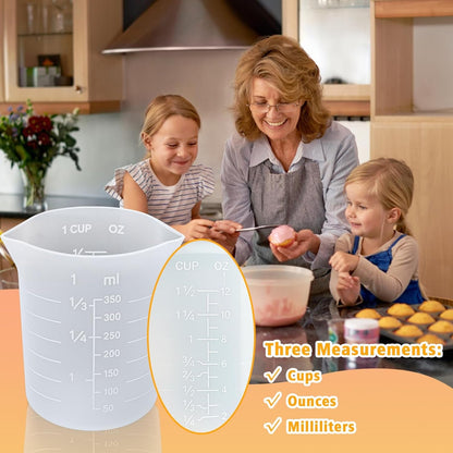 Silicone Cups for Melting Chocolate, 4PCS Silicone Measuring Cups with 250 & 350Ml Capacity, Reusable Baking Supplies for DIY Chocolate Molds4