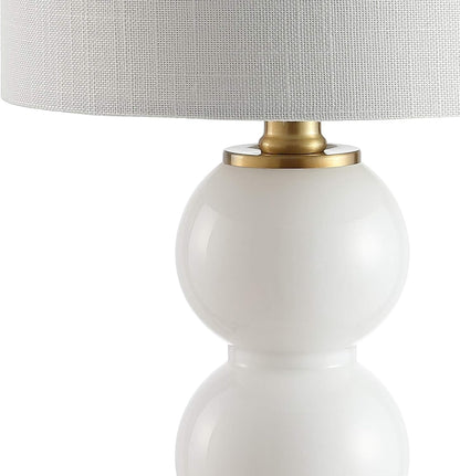 February 21" Stacked Sphere Table Lamp, White/Brass Gold5