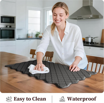 Upgrade Scalloped Kitchen Mats for Floor 2PC, Black Kitchen Rugs | 17.3" X 30"+17.3" X 47", Embossed Depth, Cushioned Comfort, Anti-Fatigue Support, Waterproof, Wipe Clean, Non-Slip Stability6