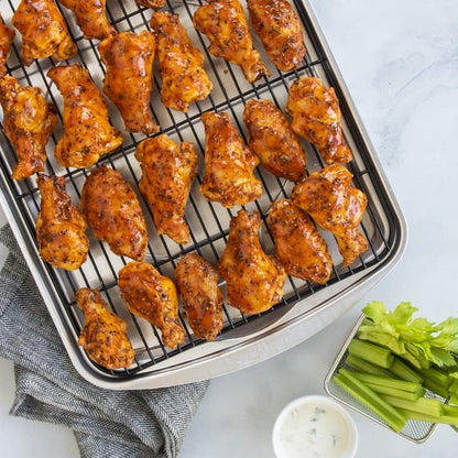 Oven Crisp Baking Tray 2Pc Set Includes Pan and Rack; Natural Aluminum for Air Frying, Crisping, Broiling, Baking; Cooking Surface 17 X 12 Inches8