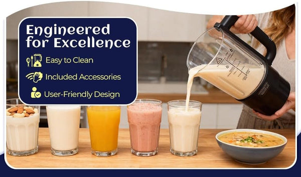 16-In-1 Blender and Nut Milk Maker - 50Oz Auto Timer Jug with 8 High-Speed Blades & Quiet Motor for Soy, Oat, Almond Milk, Smoothies, Milkshakes and Soup - Heat Insulation7