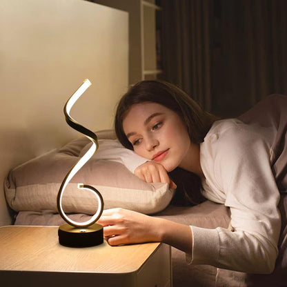 Modern Spiral LED Table Lamp Set of 2, 10W Touch Control Table Lamp with USB Charging Ports, Dimmable 3 Color Modes Bedside Nightstand Desk Lamp Light for Bedroom, Living Room, Office -Black8
