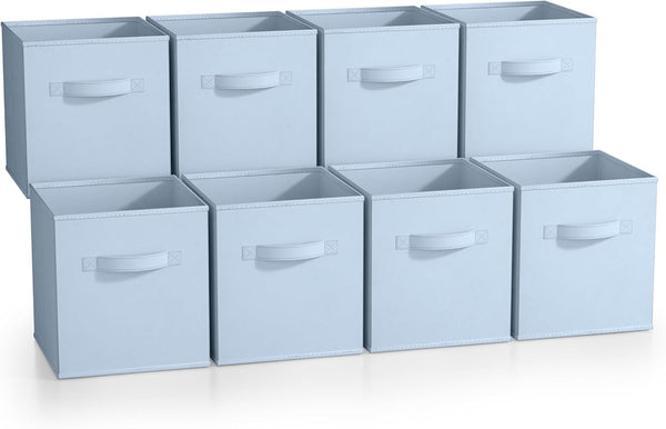 Fabric Storage Cubes, 8 Pack, with Handles (Pastel Blue)1