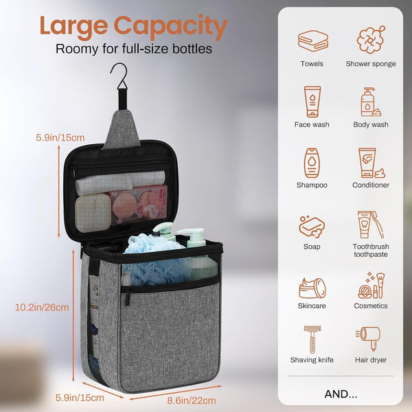Shower Caddy Portable Mesh Shower Bag Men Women College Dorm Room Essentials for Guys Girls,Hanging Shower Organizer for Bathroom,Camping,Gray2