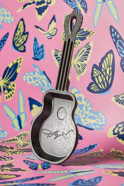 Dolly Parton Mini Cast Iron Guitar Skillet, 4.5 Inches | Collector'S Mini Rockstar Cast Iron Guitar Skillet by Dolly Parton for Single Serve or Decorative Display4