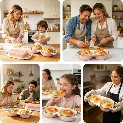 Double Enameled Cast Iron Dutch Oven for Sourdough Bread Baking – 2-In-1 Bread Baker with Lid, Dual Mini Loaf Pan, 500°F Oven Safe, Even Heating for Artisan Bread, Nonstick Enamel6