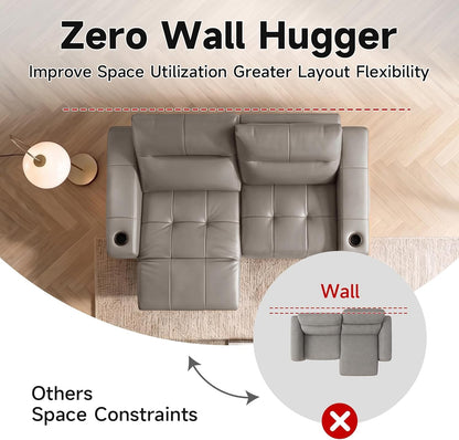 Power Reclining Loveseat Zero Gravity Genuine Leather Sofa with USB Port4