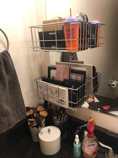 Suction Cup Shower Caddy Bath Wall Shelf, Deep Bathroom Basket Large Shower Caddy Bath Organizer Kitchen Storage Basket for Gel Holder Bathroom Storage Shampoo, Conditioner -Stainless Steel5