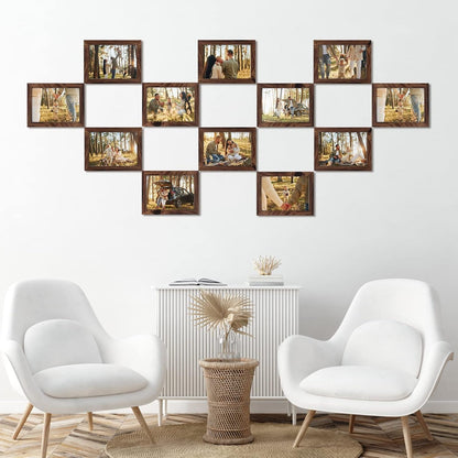5X7 Picture Frame Brown Set of 12, Multi Rustic Walnut Wood-Color 5 by 7 Photo Frames Bulk for Wall or Tabletop Display7