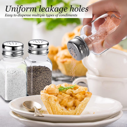 Salt and Pepper Shakers Set, Salt Shaker with Stainless Lid-Glass Spice Jars Kitchen Gadgets,Clear to Know When to Fill,Farmhouse Salt Pepper Shakers Cute Kitchen Essentials Decoration3