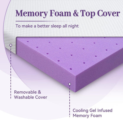 2 Inch Gel Memory Foam Mattress Topper Twin XL Size/Twin Extra Long, Ventilated High Density Pad for Back Pain, Bed Topper with Removable Soft Cover, Certipur-Us Certified7
