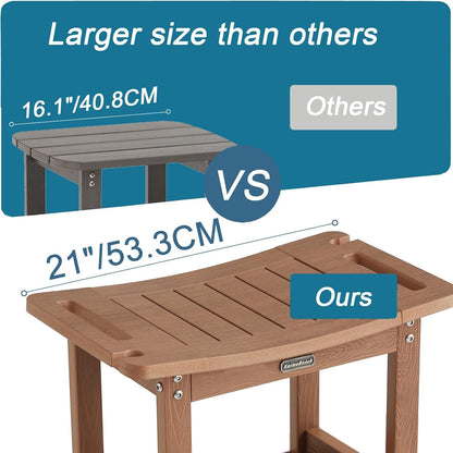 Poly Shower Stool for inside Shower Waterproof, Shower Bench for Shaving Legs, Heavy Duty Plastic Bathroom Chair Seat with Handles & Adjustable Feet, Foot Rest, No Maintenance, Brown5