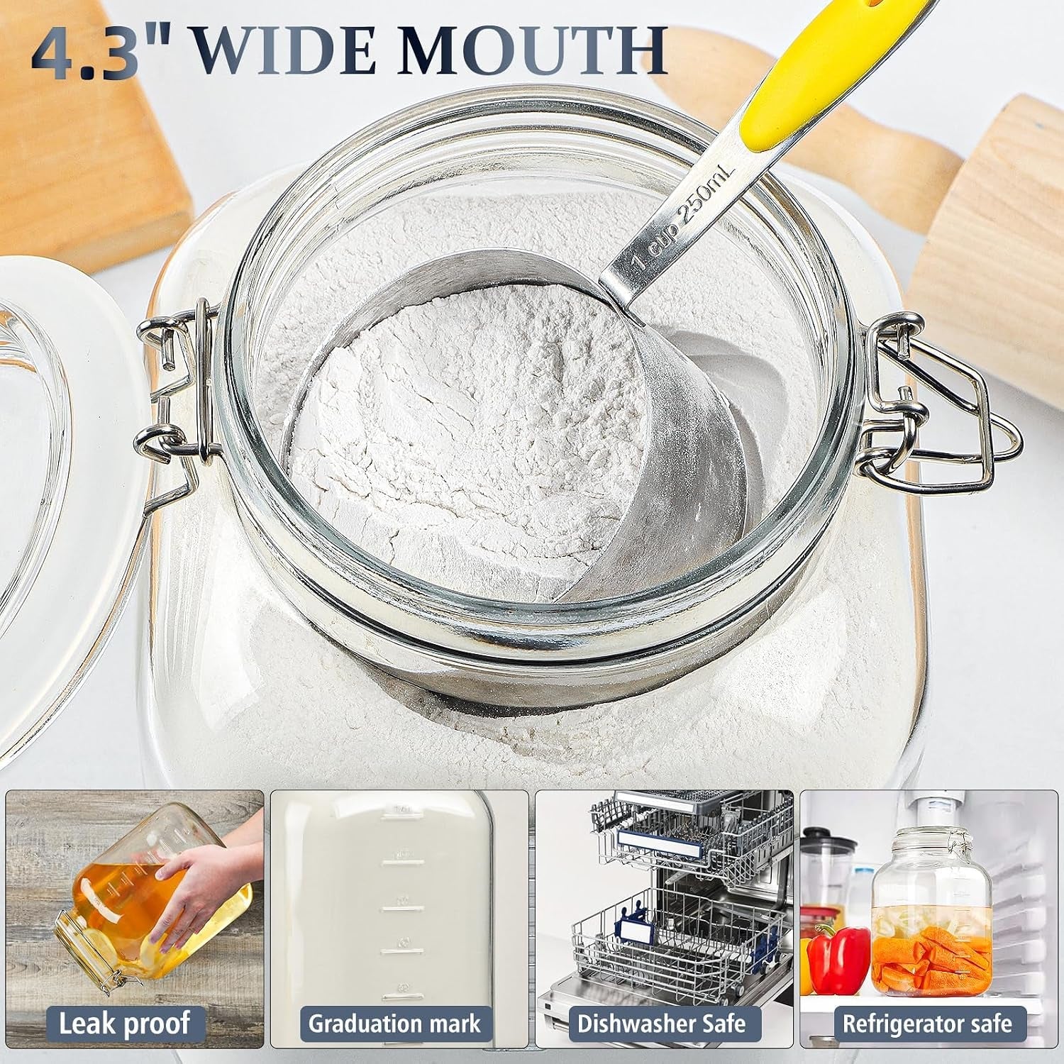 1-gallon-glass-jar-with-airtight-lid-4-3-wide-mouth-mason-jars-bpa-free-leak-proof-lid-square-large-glass-storage-containers-with-2-scale-mark-for-canning-pickled-overnight-oats