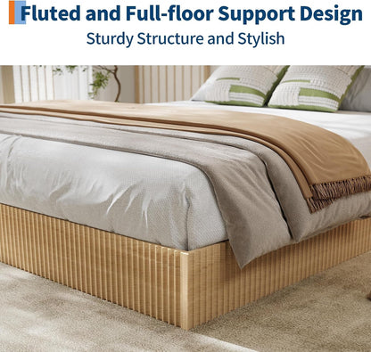 Twin XL Bed Frame, Wood Platform Bed with Fluted Design4