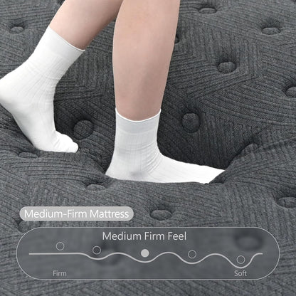 King Size Mattress 14 Inch,Hybrid Mattress in a Box with Individual Pocket Spring,Gel Memory Foam King Mattress,Breathable Supportive and Pressure Relief for Cool Night,Medium Firm3