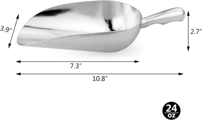 34547 One-Piece Cast Aluminum round Bottom Bar Ice Flour Utility Scoop, 24 -Ounce, Silver (Hand Wash Only)2