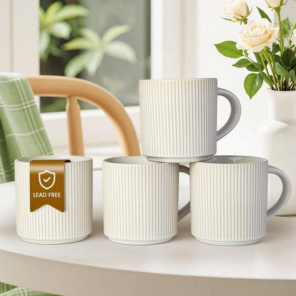 Matte White Coffee Mugs Set of 4, 12 Ounce Mug with Handles, Ceramic Stoneware Catering Coffee Cups, Porcelain Mugs Sets for Coffee, Tea, Hot Cocoa, Milk, Microwave and Dishwasher Safe6