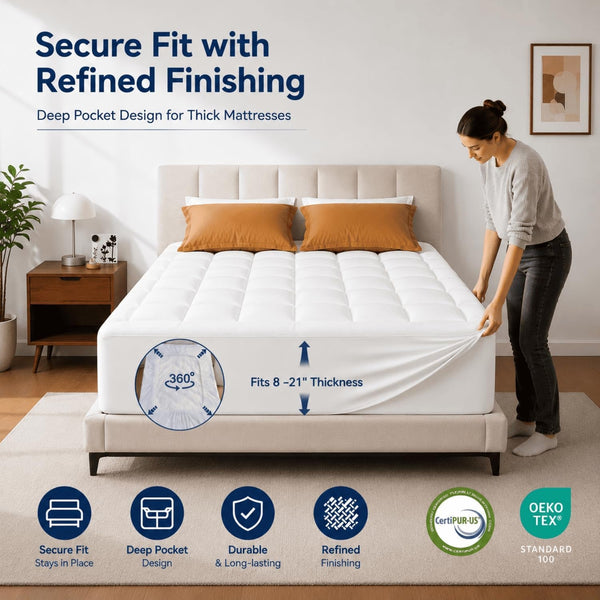 3 Inch King Dual Layer Memory Foam Mattress Topper with Pillowtop4