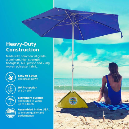 ALL-IN-ONE BEACH UMBRELLA SYSTEM. Includes ULTRA Base (Compliant with the ASTM F3681-24 Beach Umbrella Safety Standard). (Deep Ocean Blue)7