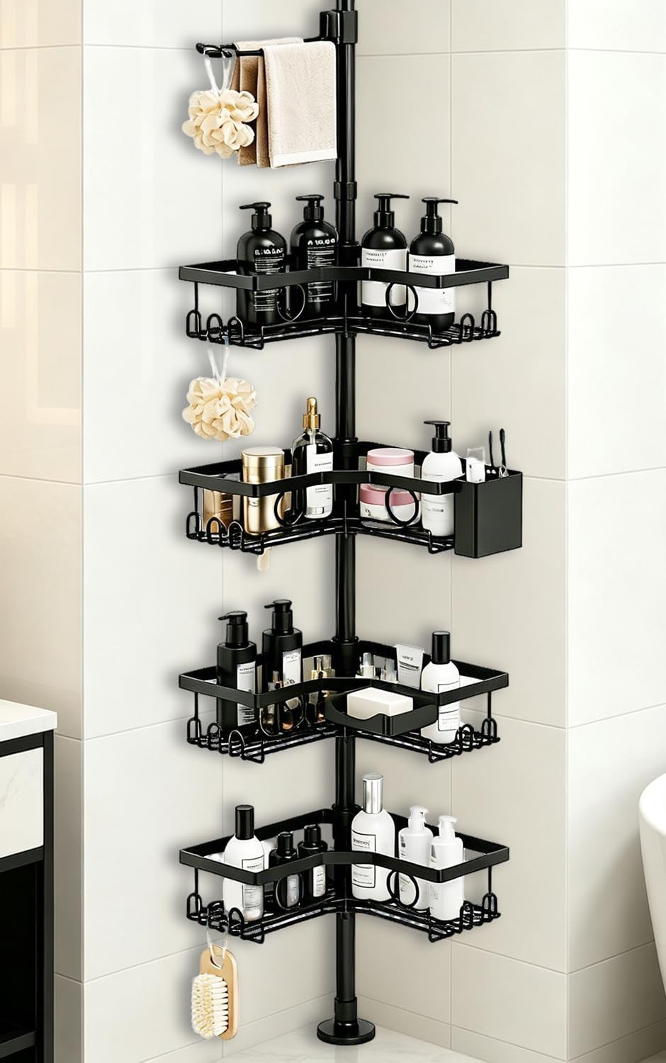 black-corner-shower-caddy-tension-pole-4-tier-shower-organizer