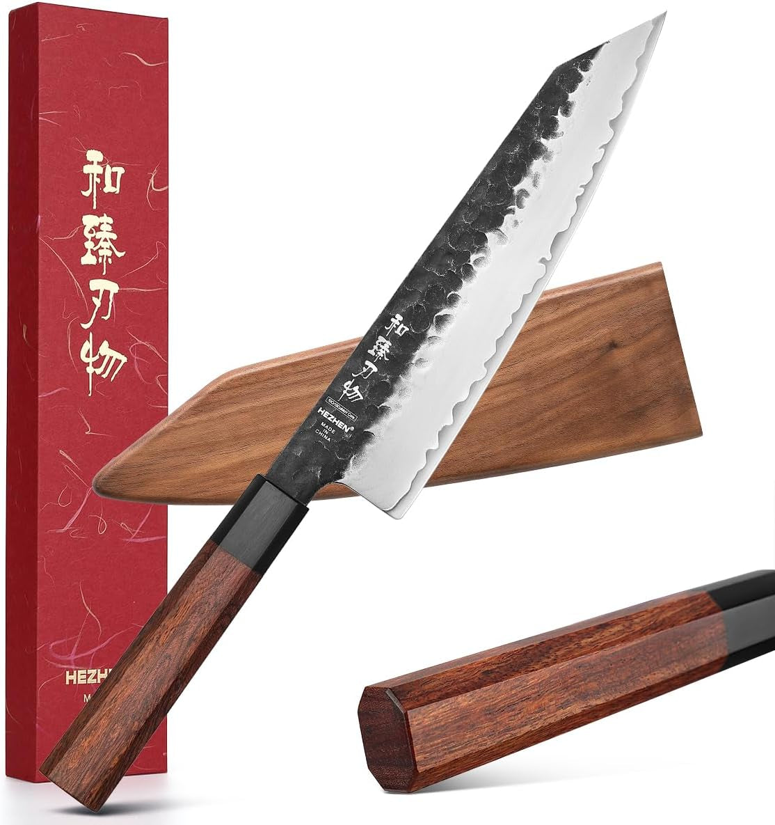 8-5-chef-knife-3-layers-high-carbon-clad-steel-kiritsuke-knife-composite-forging-steel-professional-japanese-kitchen-knife-redwood-octagonal-handle-with-wooden-knife-sheath