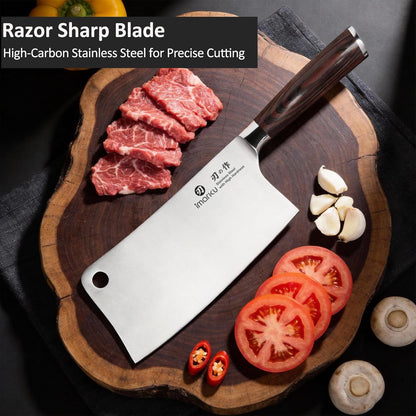 Cleaver Knife 7 Inch, Japanese High Carbon Stainless Steel Chopper4