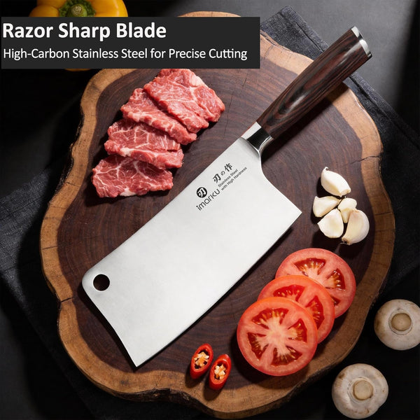 Cleaver Knife 7 Inch, Japanese High Carbon Stainless Steel Chopper4