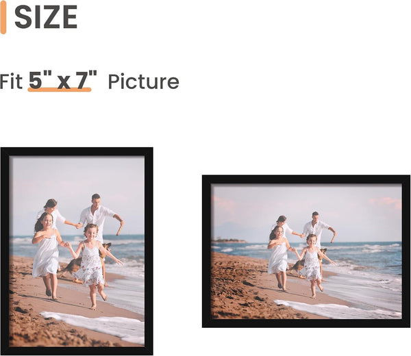 5X7 Picture Frame Glass, Thin Border, Black Photo Frames, 3 Pack2