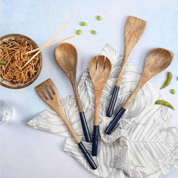 Premium Wooden Spoons for Cooking,Kitchen Utensils Set of 5(12")3