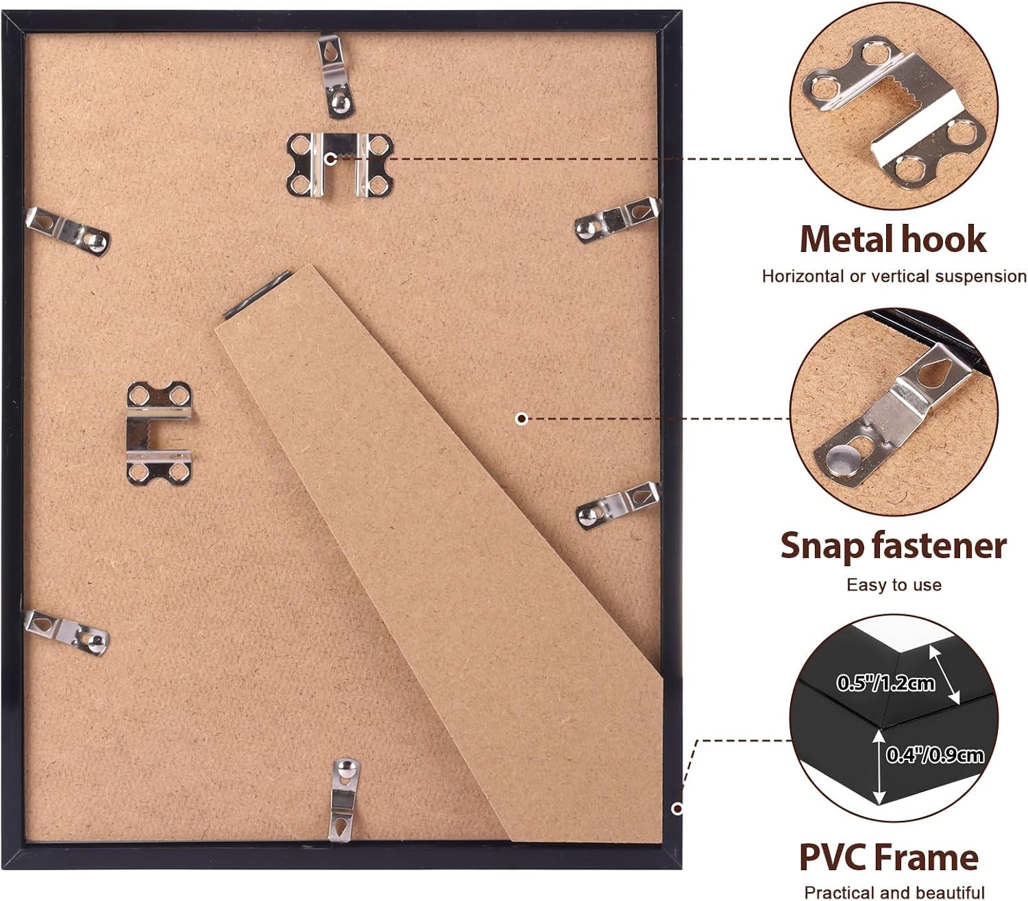 8-5x11-picture-frame-set-of-6-with-plastic-cover-pvc-black