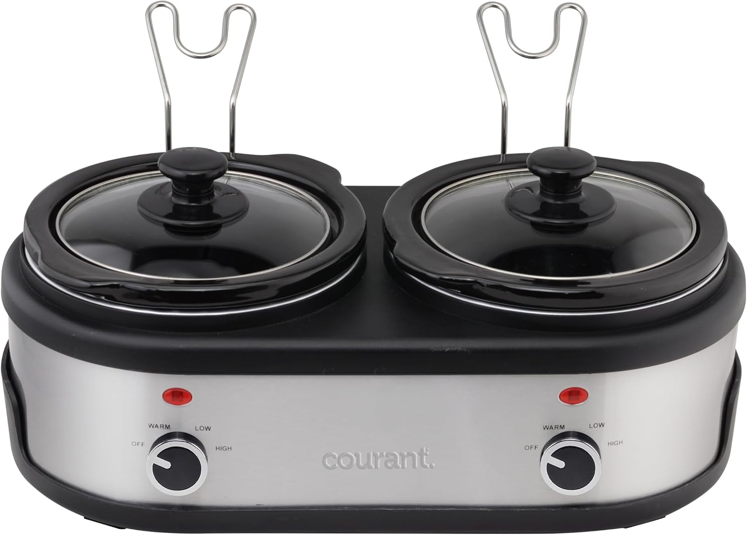 3-2-quart-double-slow-cooker1-6-qt-each-w-warm-settings-stainproof-stoneware-pots-and-glass-lids-stainlesssteel