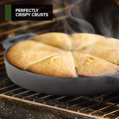 Classic Cast Iron Wedge Pan, Non-Stick Cornbread Skillet with Easy Transport Handles, 8 Slice Divided Cast Iron Baking Pan for Scones, Biscuits, Breads & Desserts6