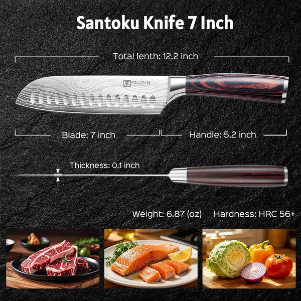Santoku Knife Chef Knife, Ultra Sharp 7" Kitchen Knife for Cooking4