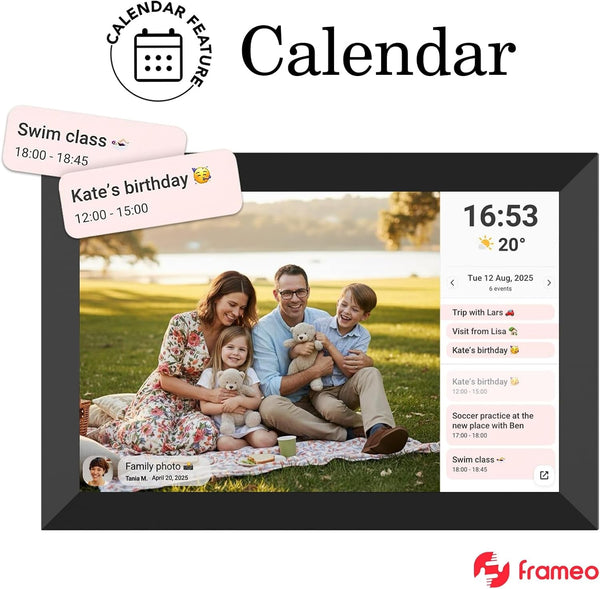 32GB FRAMEO 10.1 Inch Smart Wifi Digital Photo Frame 1280X800 IPS LCD Touch Screen, Auto-Rotate Portrait and Landscape, Built in 32GB Memory, Share Moments Instantly via Frameo App from Anywhere4
