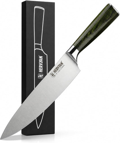 8 Inch Professional Chef Knife - Ultra Sharp German-Inspired Precision Blade High-Carbon Stainless Steel, Ergonomic Pakkawood Handle, Blade Guard and Gift Box for Home Cooks and Restaurants1