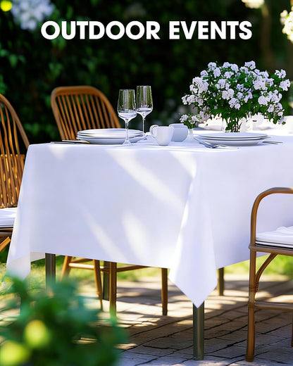 Polyester Tablecloth 60" X 102" Reusable Washable 2 Pack White | Durable, Rectangle, for Outdoor Party, Picnic, Wedding, Banquet, Birthday8