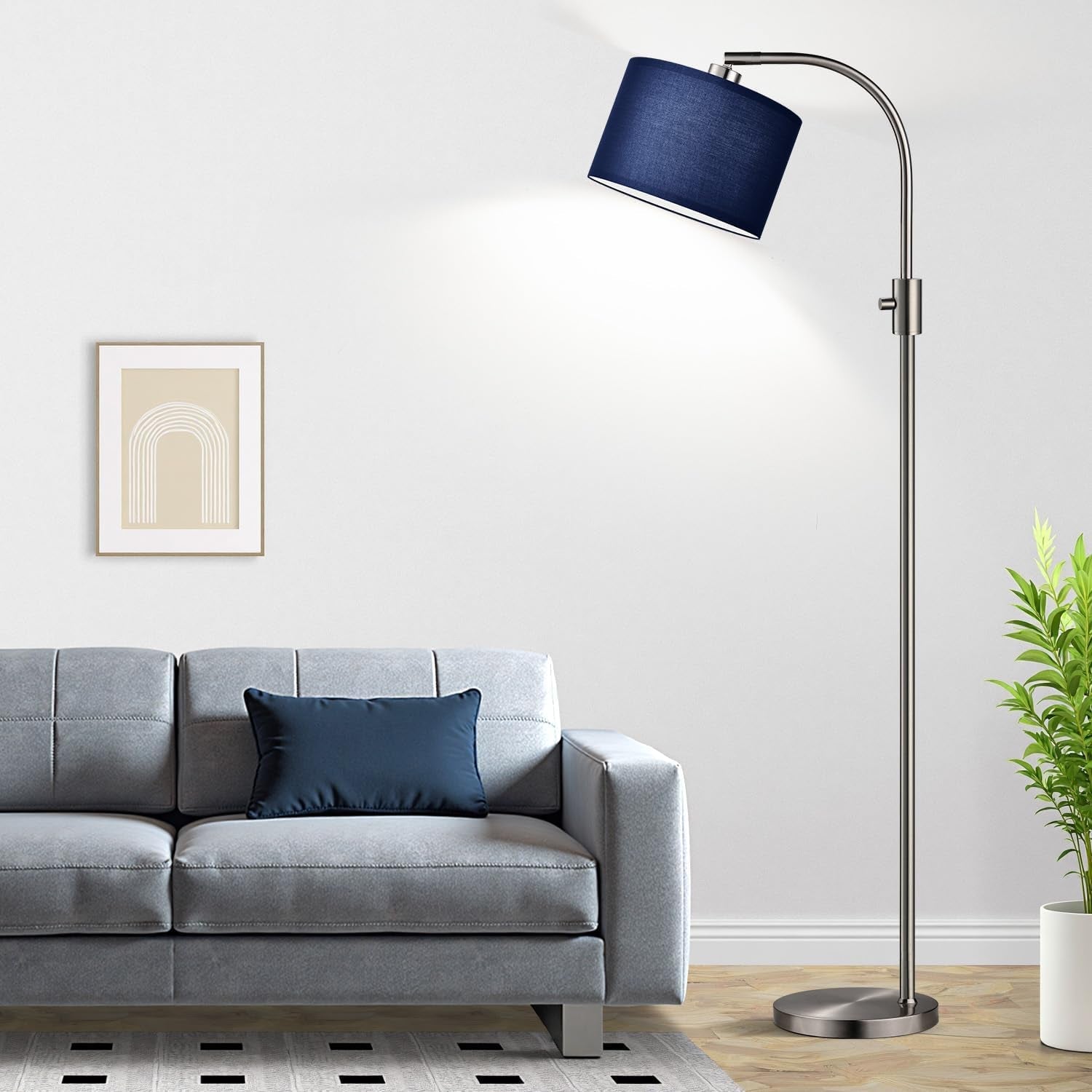 upgraded-modern-arc-dimmable-tall-standing-floor-lamp-with-blue-shade-1200-lumens-led-bulb-included-for-living-reading-room-bedroom-office-nursery-brushed-nickel